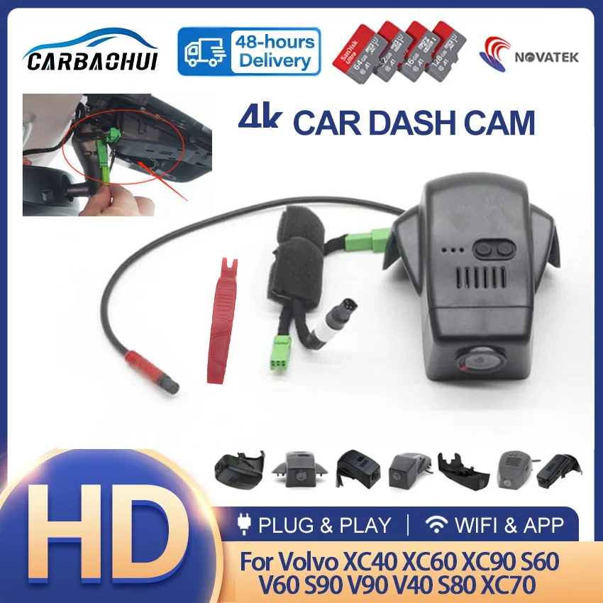 

4K 2160P Easy to install Car DVR Cameras Dash Cam Dashcam Recorder for Volvo V40 V60 V90 S60 S80 S80L S90 XC40 XC60 XC70 XC90