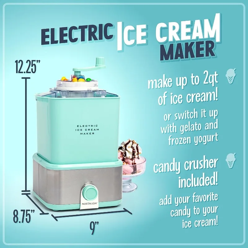 Nostalgia Electric Ice Cream Maker - Old Fashioned Soft Serve Ice Cream Machine Makes Frozen Yogurt