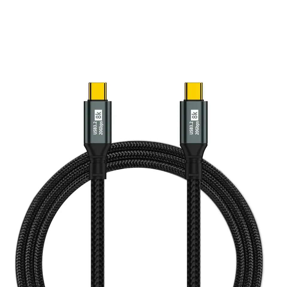 USB 3.2 20Gbps Type-C Data Cable Support 4K 8K Display 100W 5A PD QC Fast Charging Cord for Phone15 Tablet Laptop Docking Hub
