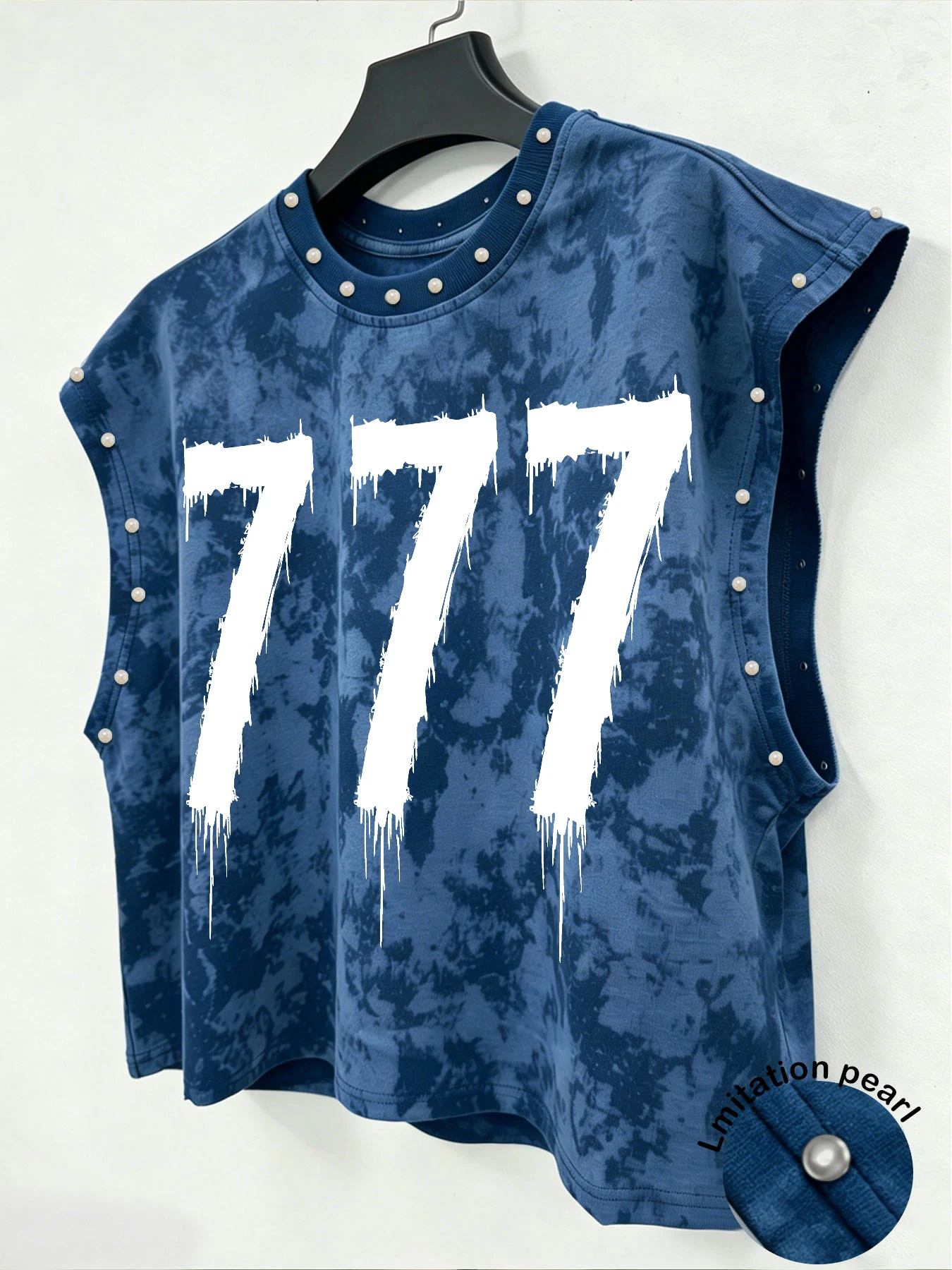 Men Tie Dye Sleeveless Tank Top,  Imitation Pearl  Street Vest  Tank Tops  Sleeveless Graphic Tee Sleeveless T Shirt for Men