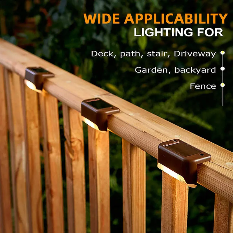 Solar Deck Lights Outdoor Step Lights Waterproof Led Solar Lights for Railing Stairs Step Fence Yard Patio and Pathway