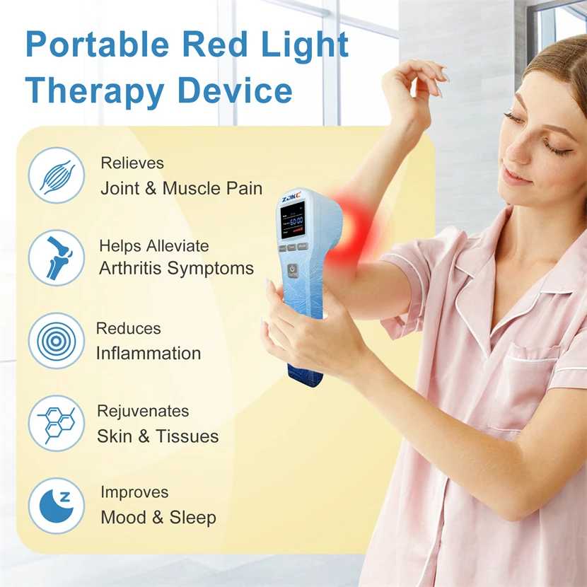 Zjkc 880Mw Laser Licht Pijntherapie 650nmx16 808nmx4 Lage Intensiteit Laser Pijnverlichting Verminderen Ontsteking Voor Spierspanning