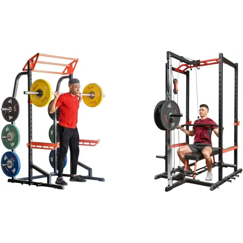 Power Zone Half Rack Power Cage with Lat Pull Down Attachment