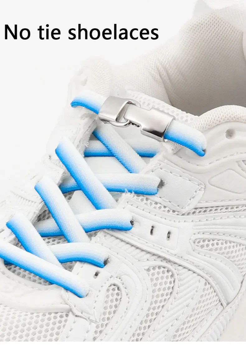 Klettverschluss-Schnürsenkel ohne Binden für Kinder und Erwachsene, dehnbare Schnürsenkel ohne Schnürsenkel, elastische, flache Schnürsenkel mit Farbverlauf für Sneaker. – Detail 1
