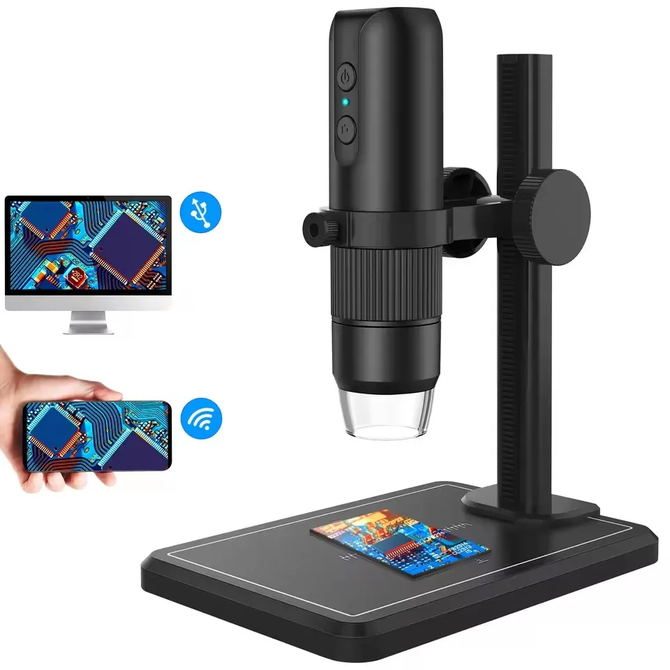50X-1000X Magnifying Wireless Microscope with LED Light Adjustable Bracket Handheld USB Microscopes For iPhone Android PC
