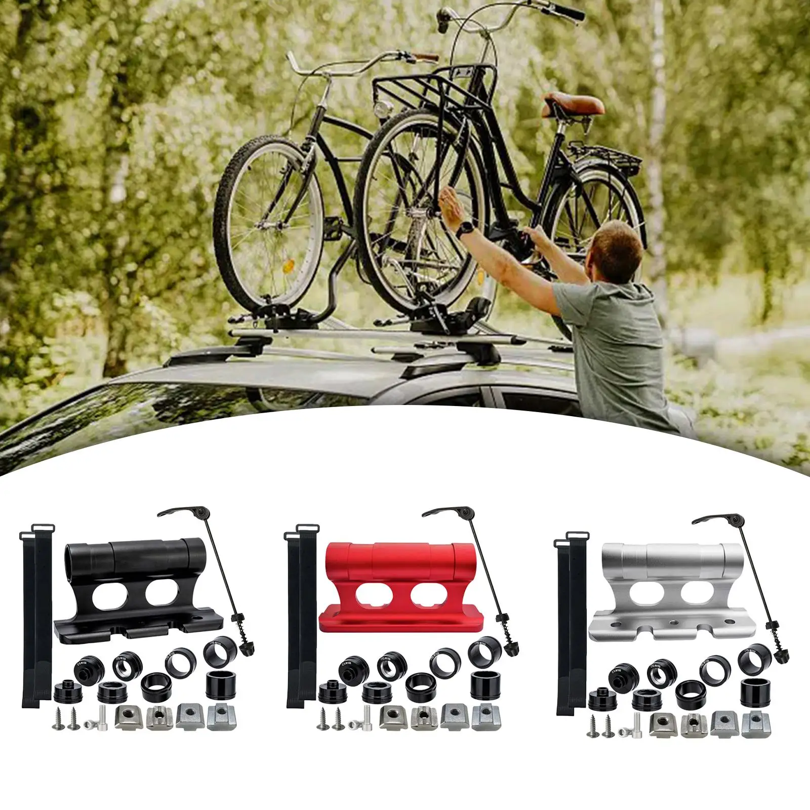 

Bicycle Fork Mount Block Car Roof Rack with Straps Accessories Bike Front Fork Mount