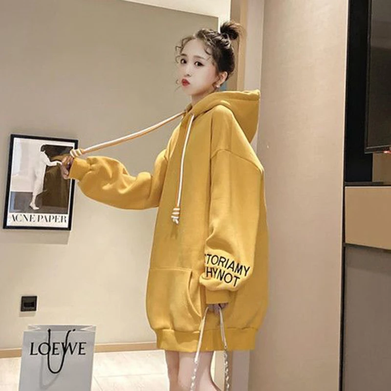 Women`s Hooded Hoodie Y2k Sweatshirts Retro Krean Style Casual Outwear Hoodies Street Clothes Loose Oversized Ladies Tops Jacket