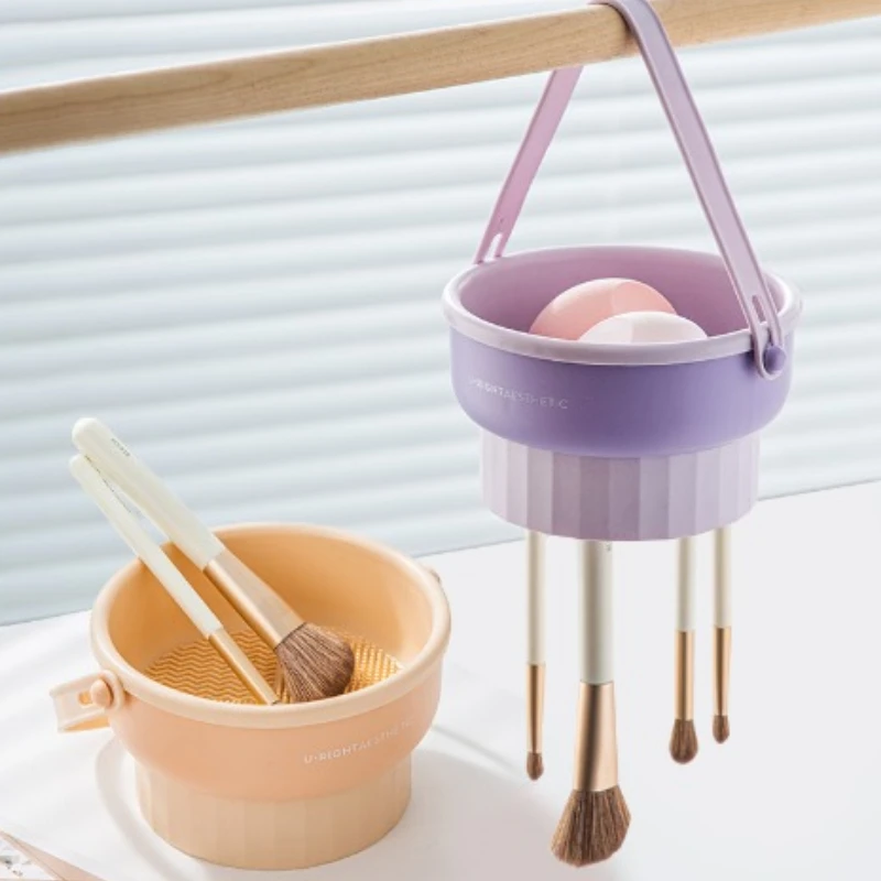 

Makeup Brush Cleaner Bowl Beauty Egg Cleaning Tool Storage Set Brush Powder Puff Dry Cleaning Silicone Drying Shelf