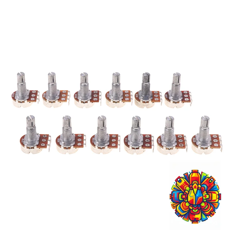 A500K B500K A250K B250K A50K B50K A25K B25K Potentiometer Splined Small Pot Electric Guitar Bass Effect Amp Tone Volume18mm
