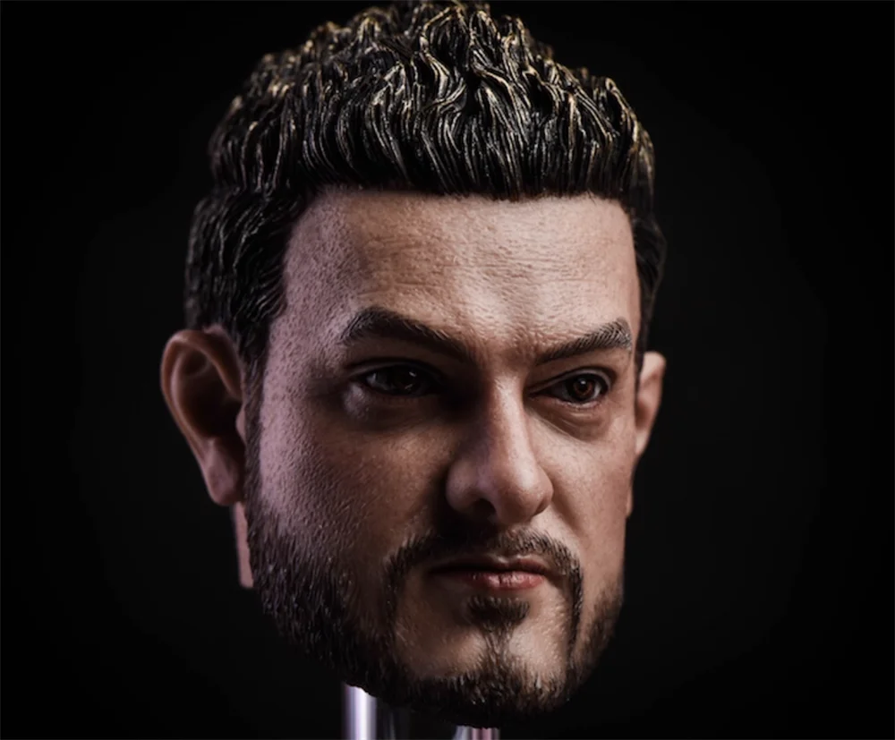 For Sale 1/6 India Man Actor Aamir Head Sculpt Carving PVC Material Toys Model For 12