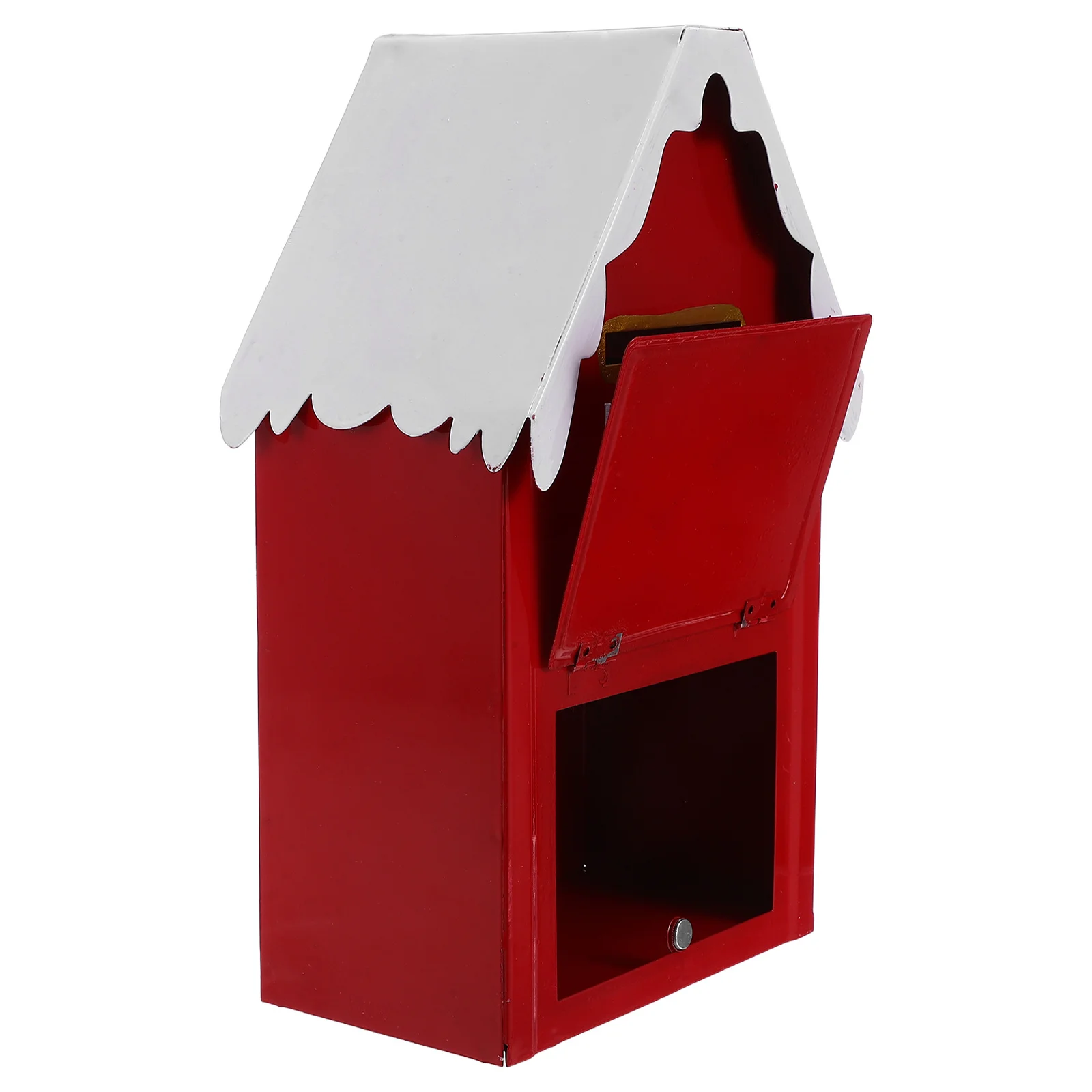 

Santa Mailbox Red Metal Christmas Letter Box Wall Mounted Festive Holiday Decor Playhouse Party Favor Desktop Cash Box With