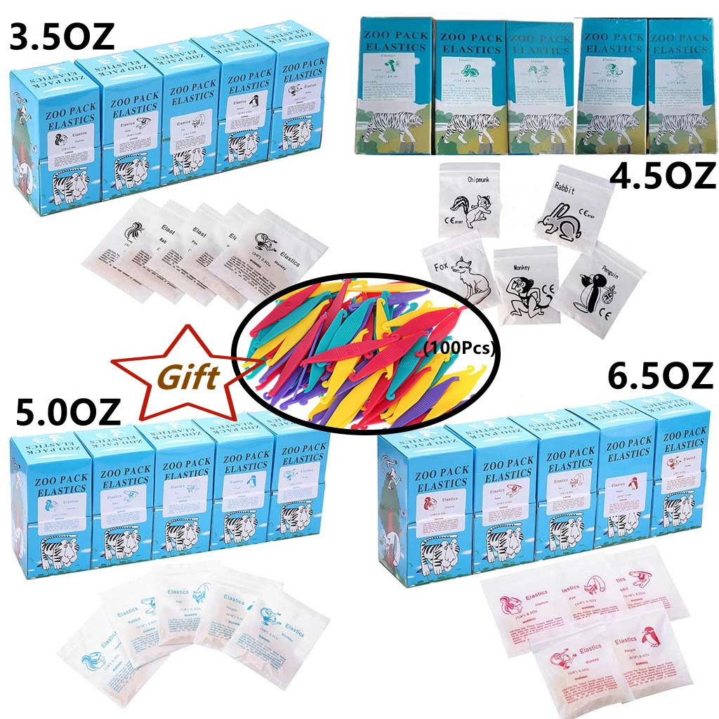 

5000 Pcs/Box Dental Orthodontic Elastics Rubber Bands Zoo Pack Latex Braces Force 3.5 /4.5/ 5.0 / 6.5 OZ Dentistry Ortho Tools