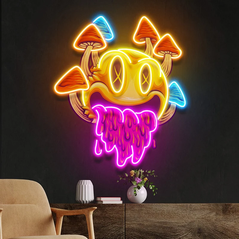 

Psychedelic Mushrooms Colorful LED Neon Light Living Room Bedroom Wall Decor Art for Psychedelic Fans and Mushroom Enthusiasts