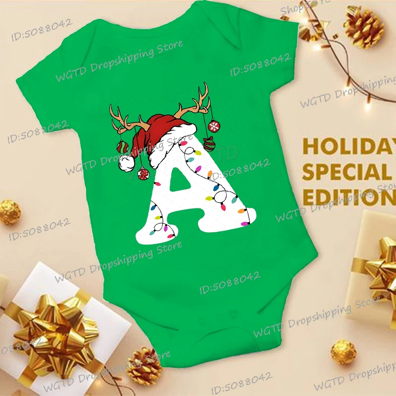 

Милая рождественская рождественская одежда из 100% хлопка для малышей, комбинезон с короткими рукавами, боди от 0 до 24 месяцев, комбинезон для новорожденных, рождественские подарки