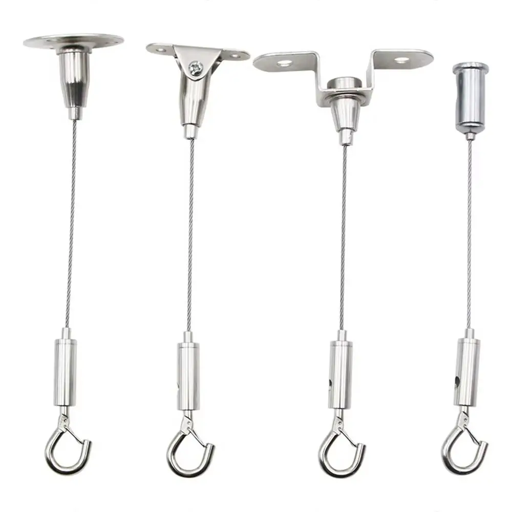 1Pcs 1.5mm Wire Rope Suspension Kit Adjustable Spring Hook Clip Code Hanging Cable Kit Load Bearing Stainless Steel