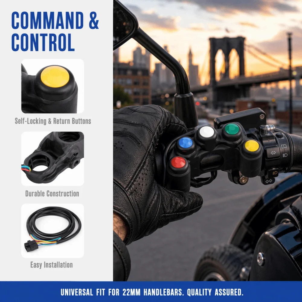 Simple Mount Plastic Motorcycle Handlebar Switch 22mm Diameter Black Fog Light Switch Universal Horn ON OFF Switch Scooter Refit