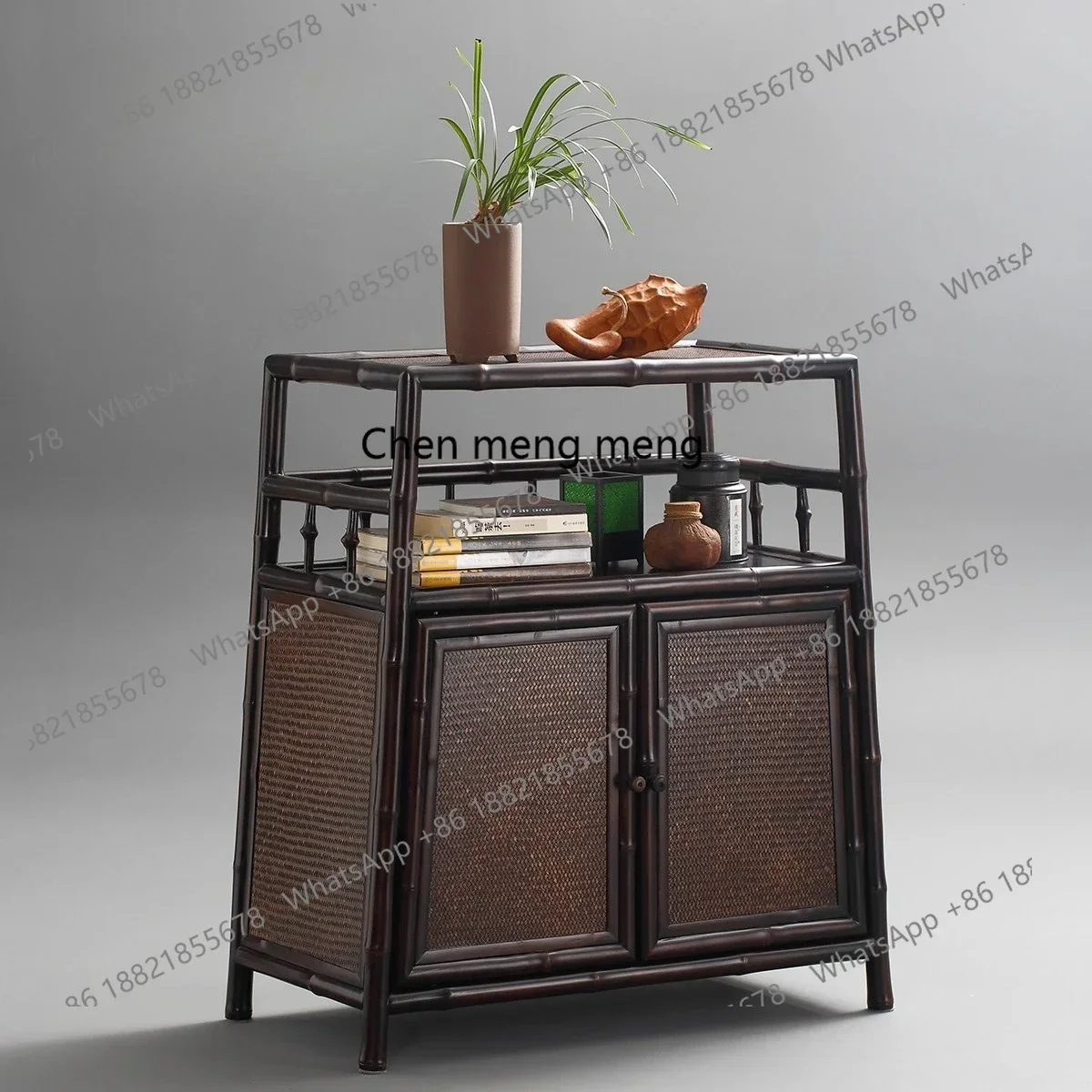 

Handmade bamboo tea shed, tea cup holder, pot holder, Bogu frame, tea room table cabinet, low cabinetJJ