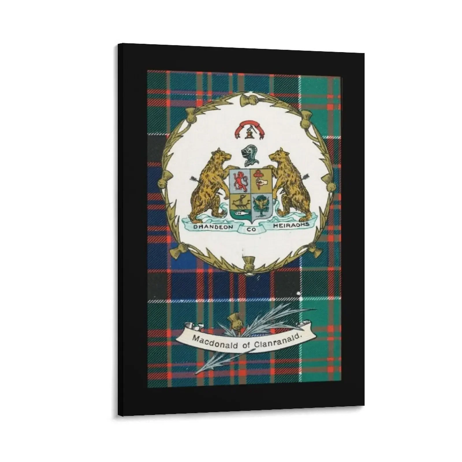 

Clan MacDonald of Clanranald Vintage Tartan Crest Badge Canvas Painting canvas wall decoration paintings wall decor