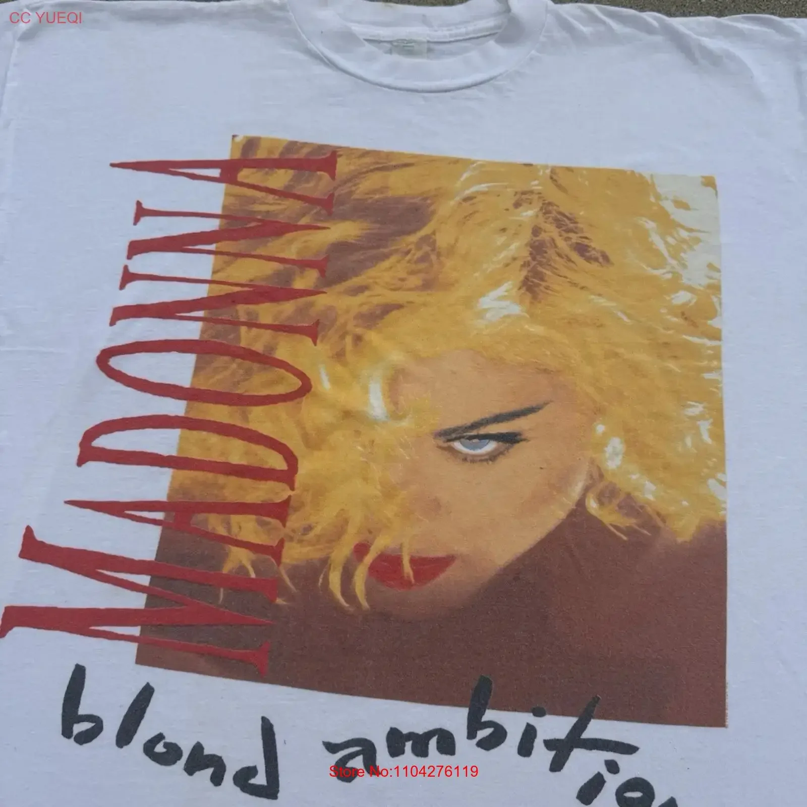 Camiseta Vintage de la Gira Mundial Blond Ambition de Madonna de 1990, Talla Grande, Lavada, para Uso Diario, Transpirable, Estilo Urbano