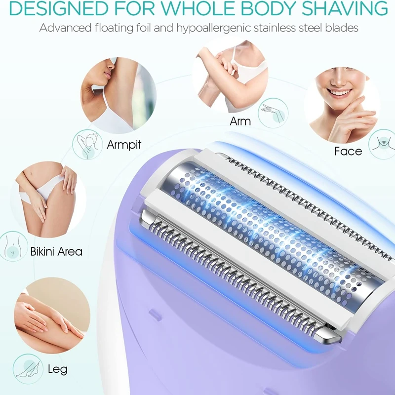 Kemei 4in1 Women Epilator Electric Shaver Facial Body Hair Removal Lady Leg Bikini Trimmer Hair Remover Underarms Rechargeable