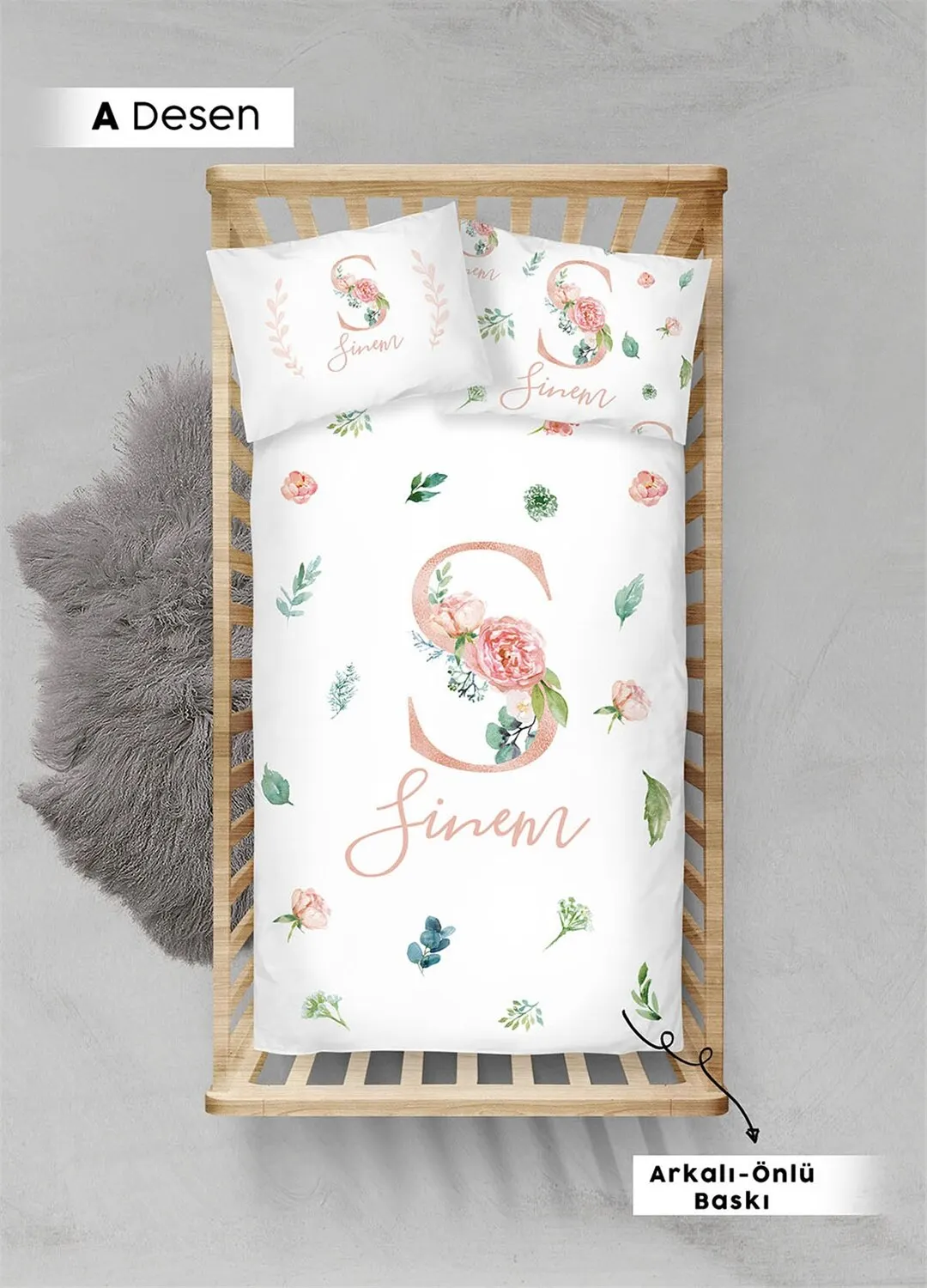 Personalized baby duvet cover set soft cotton crib Custom Made pillow cover 3-Pcs