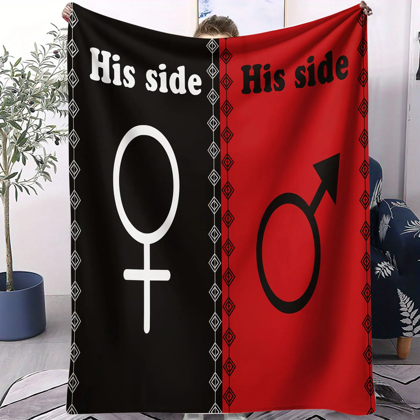 الملك الملكة زوجين الفانيلا بطانية رومانسية القلب تاج طباعة رمي بطانية للمنزل هدية عيد الحب المثالية للأزواج