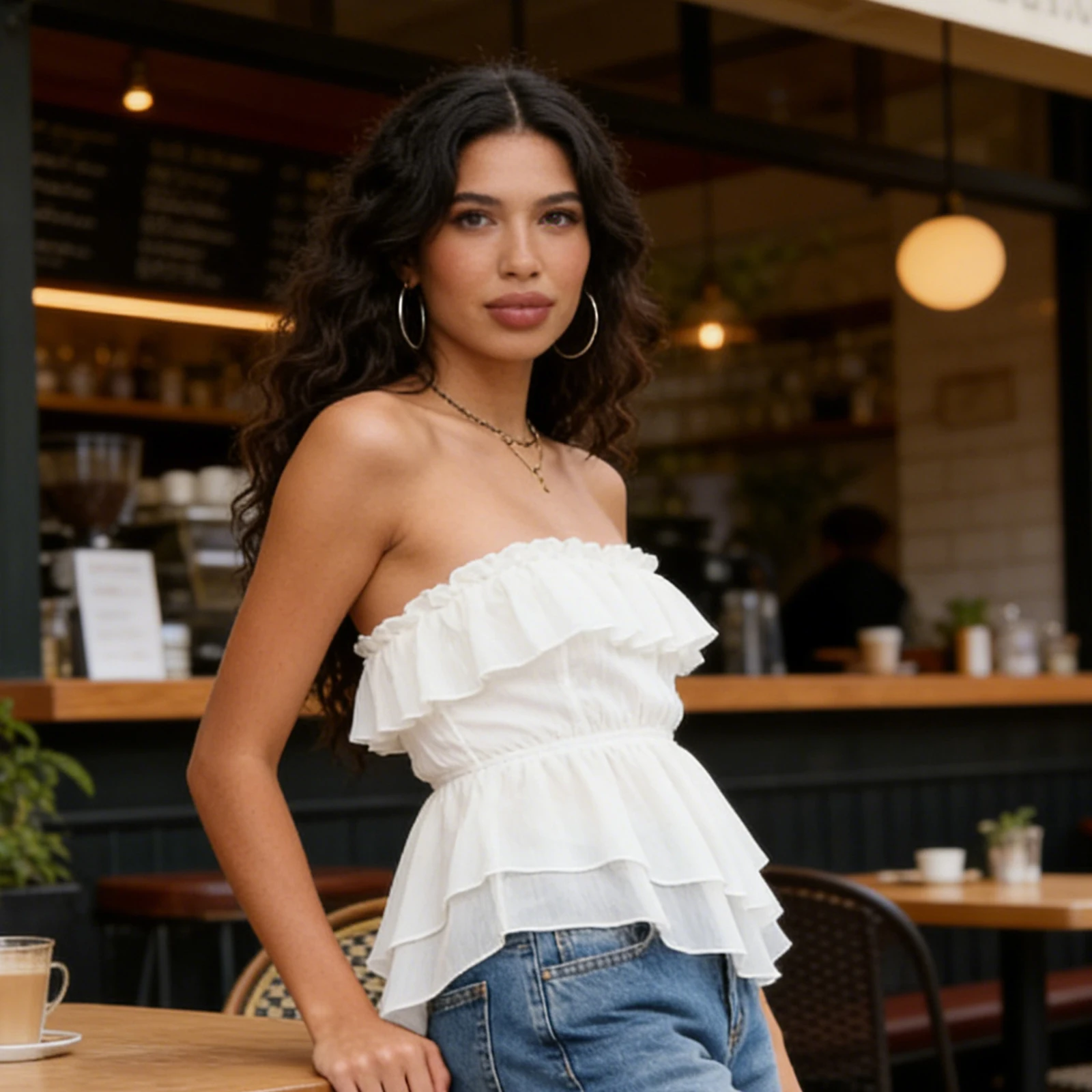 Women Chiffon Asymmetrical Tube Tops Summer Solid Color Ruffled Off-Shoulder Bandeau Smocked Backless Shirts