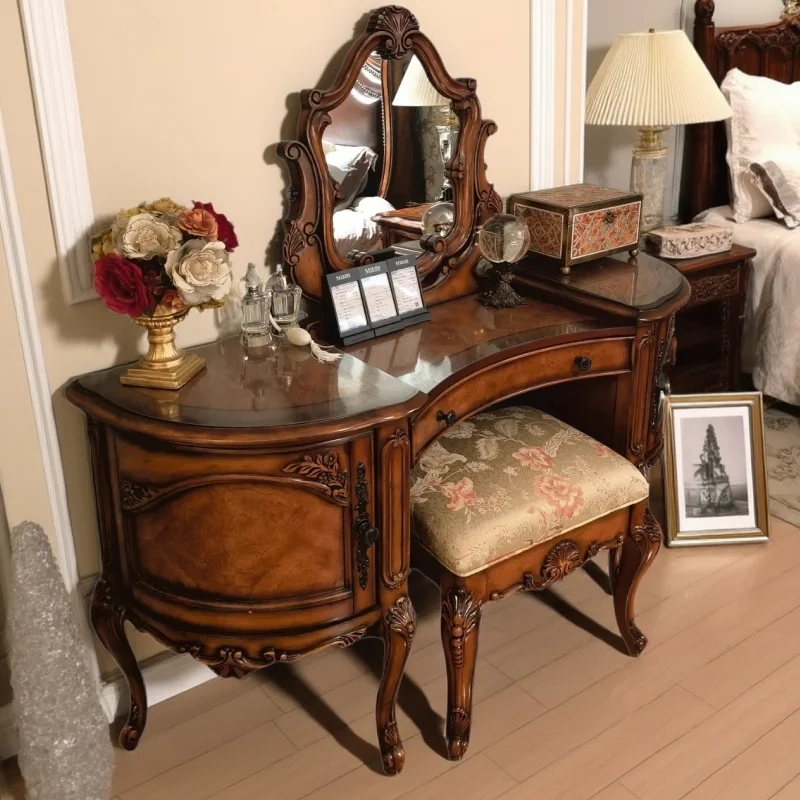 

Nordic Style Mirror Dressing Table Storage Box Vintage Apartment Dressing Table Bedroom Wooden Schminktisch Home Accessories