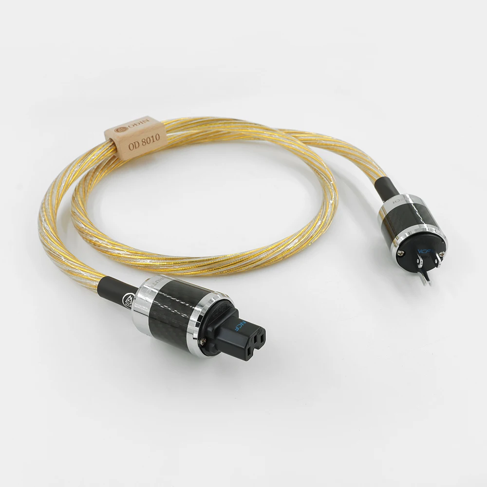 Gold Odin HiFi Power Cable High Quality 8N OCC Mixed Silver Carbon Fiber Gold Plated Plug with US/AU/EU Standard for CD Filter