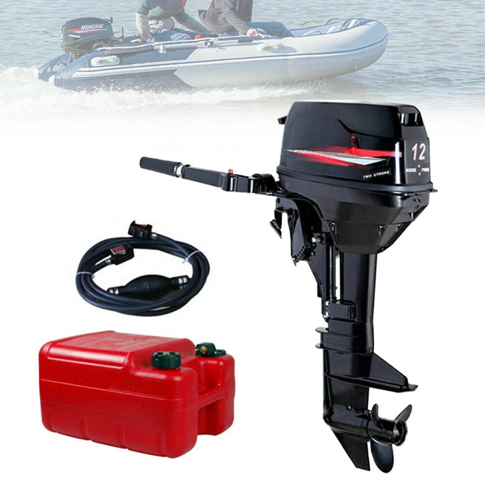 2 Stroke 169CC 12HP Outboard Motor Inflatable Fishing Boat Engine with Water Cooling and CDI System for Inflatable Boats