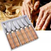 6Pcs Woodcut Knife Wood Carving Chisel Set Chip Detail Carving Chisels Kit Wood Carpenter Hand Tools for Working DIY