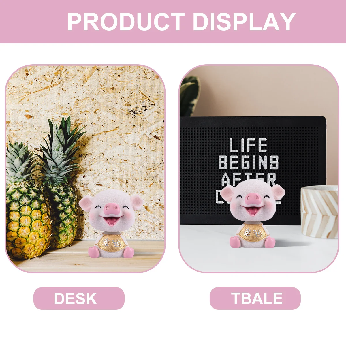 

1Pcs Shaking Head Pig Car Ornament Resin Dashboard Decoration Vehicle Interior Mini Decor Micro Landscape Accessories Squinting