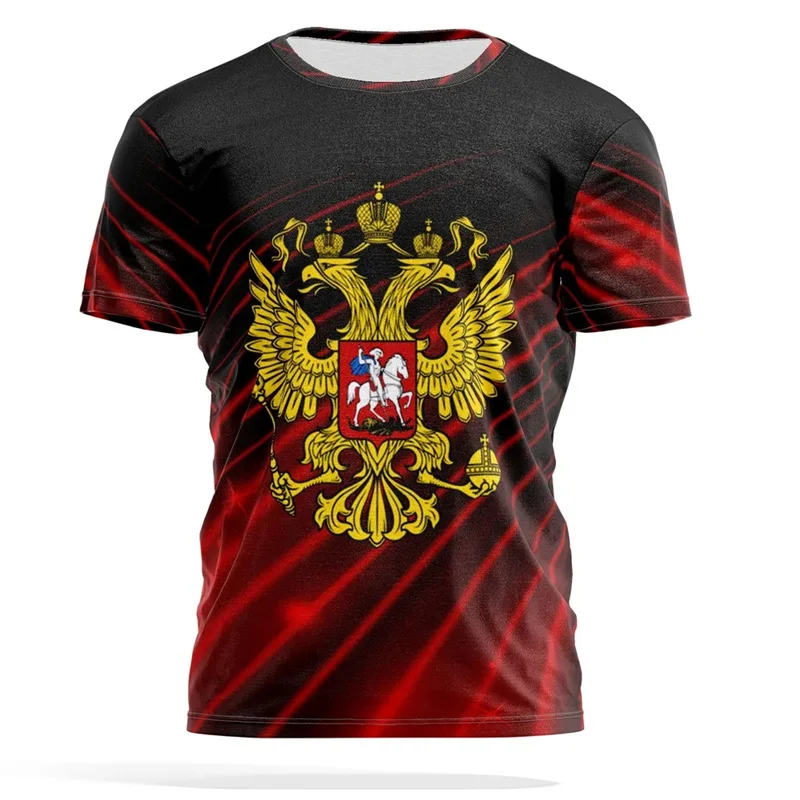 Russian National Emblem Print T-shirt Men Women Pride Street Fashion Round Neck Tee Shirts Russia CCCP Classic Essential Shirt