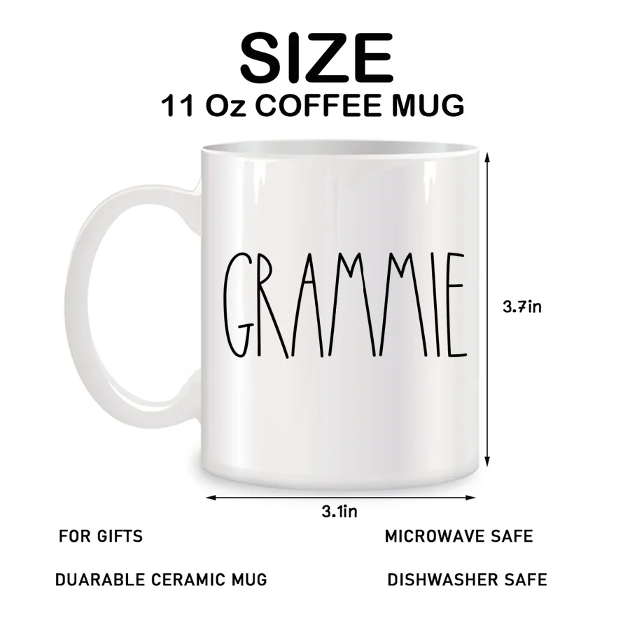 Tazas Grammie para mujer, día de la Madre, Día del Padre, cumpleaños, café, té, cerámica, blanco, 11 oz, novedad