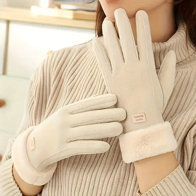 

Женские зимние теплые перчатки для сенсорных экранов с плюшевой подкладкой, толстые, для активного отдыха и защиты