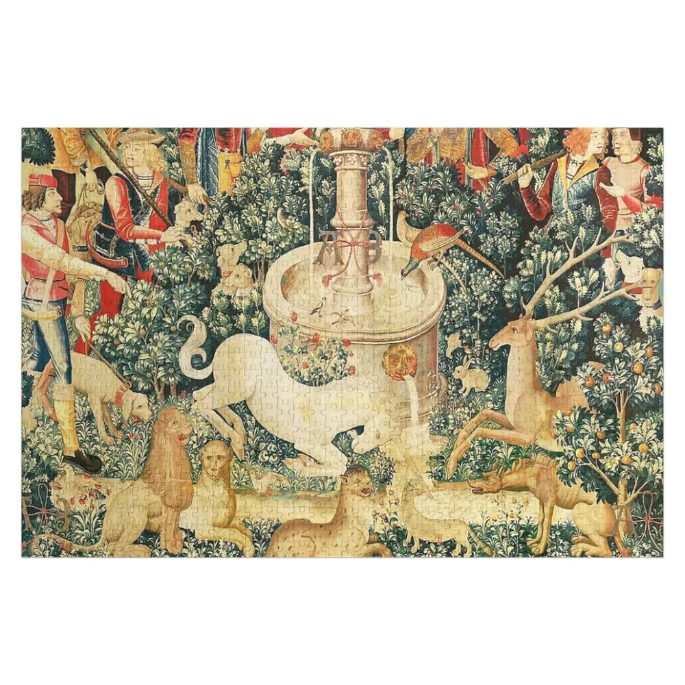 Medieval Unicorn Floral Tapestry Jigsaw Puzzle Photo Personalized Gifts Customized Picture Customizable Gift Puzzle