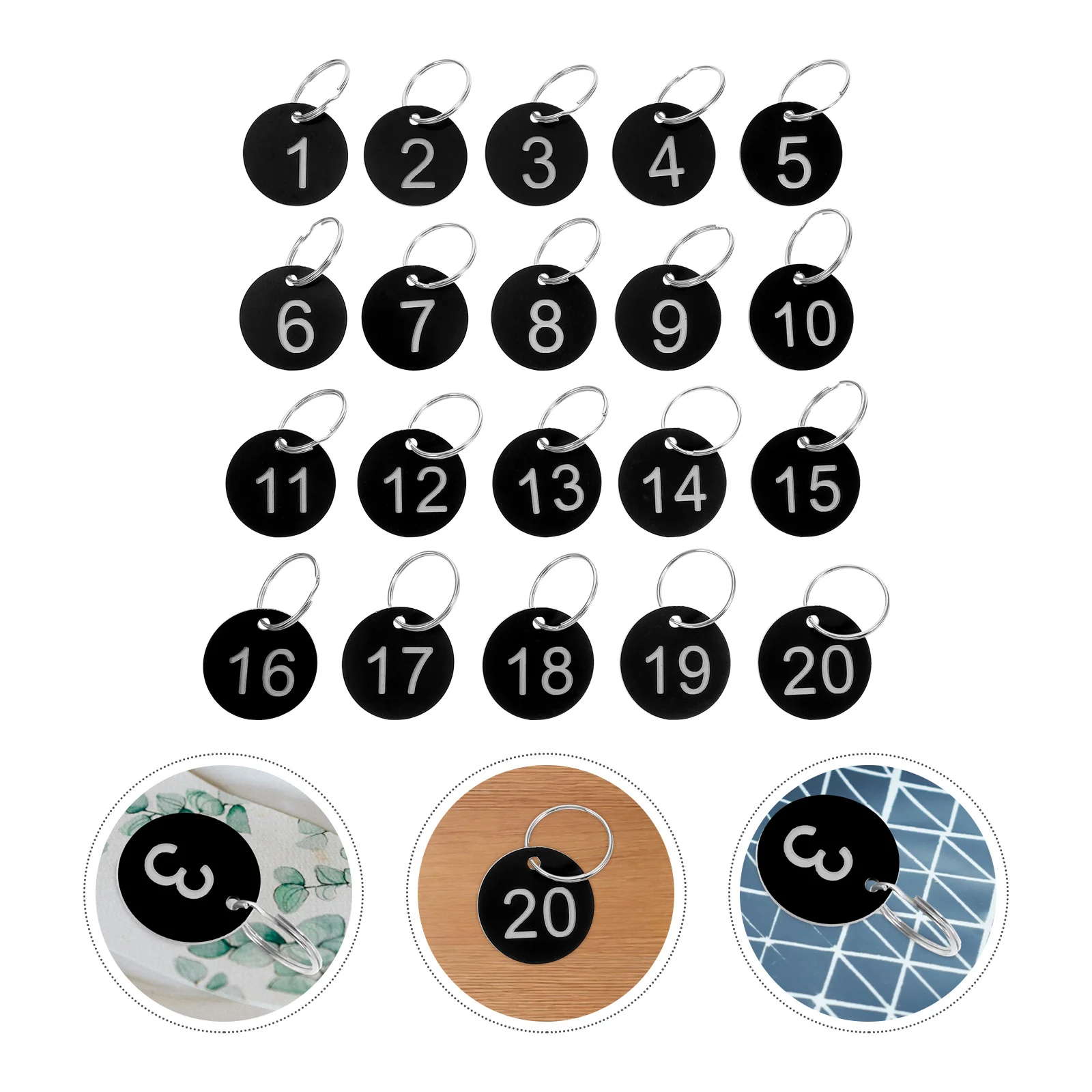 

1Set Number Tags 1-20 Round Hole Cards Bold Numbers Ideal for Restaurants Cafes Coat Rooms Streamlined Operations