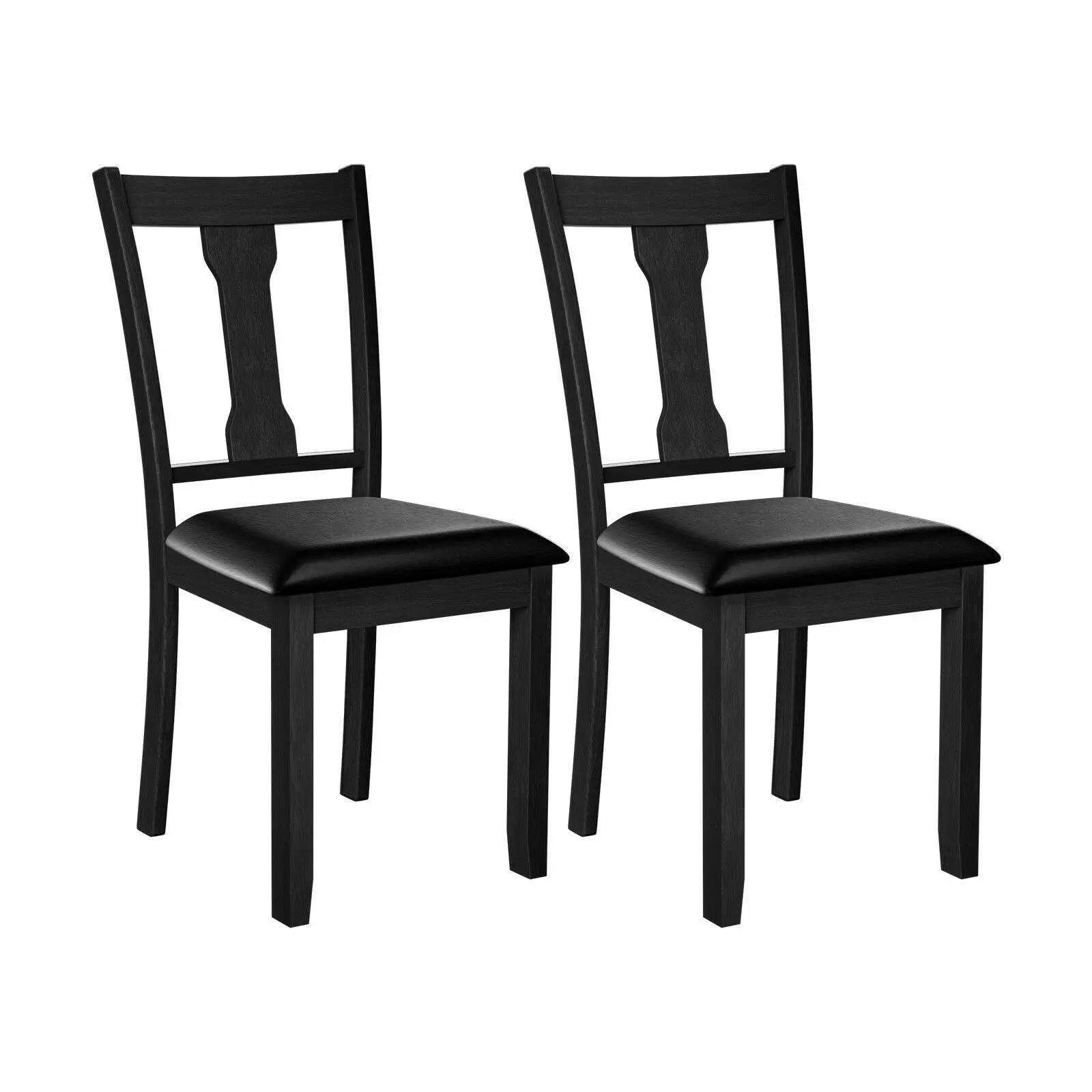 Set of 2 Dining Room Chair Rubber Wood Frame and Upholstered Padded Seat  KC53420