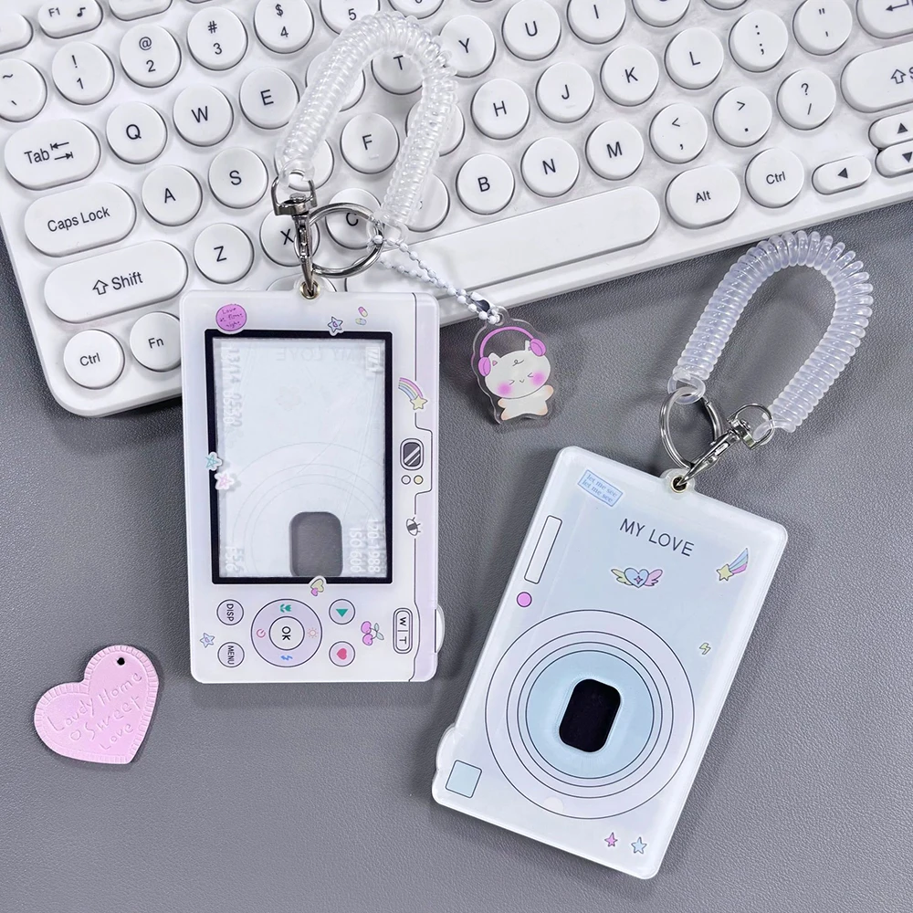 Photocards Display Credit ID Bank Card Protective Case Cartoon Cute Acrylic Card Holder With Keychain Pendant Fashion Girl Gift