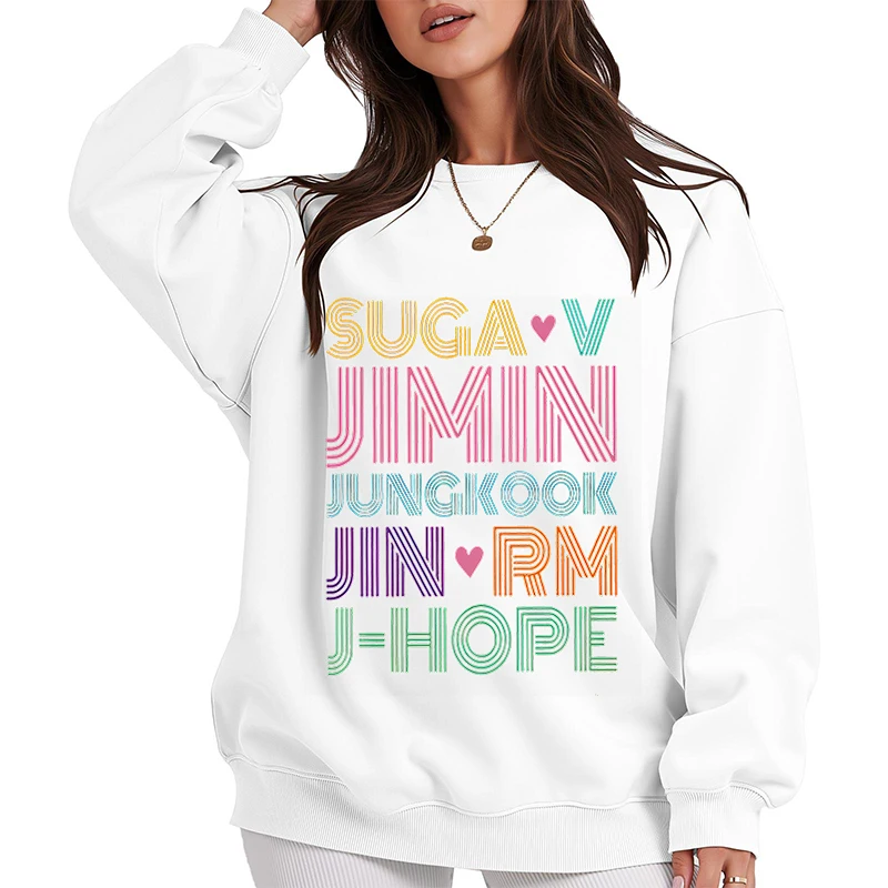 JIMIN JUNG KOOK J-HOPE JIN SUGA V RM هوديس بلوزات نسائية موضة Kpop جرافيك بلوفرات بلوزات ملابس نسائية 2025 #1