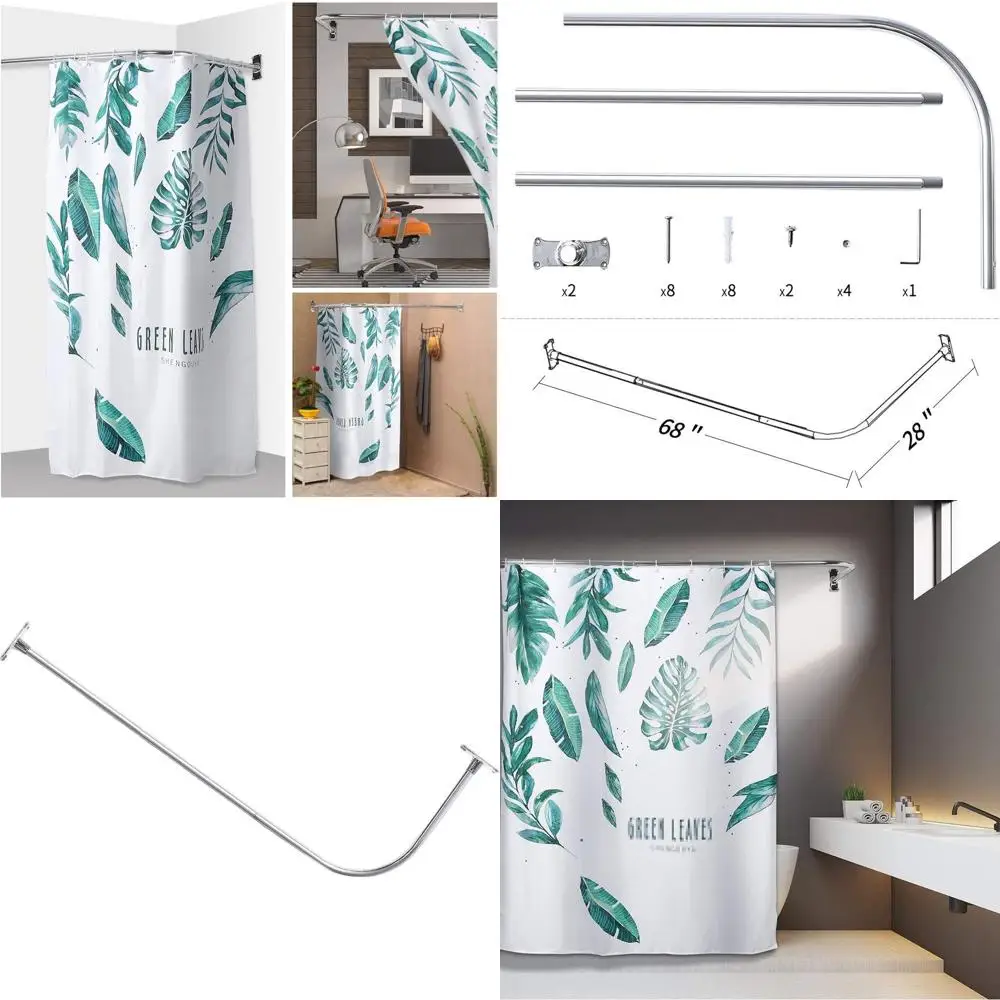 

Large 28x68 Chrome-Finished L-Shaped Shower Curtain Rod for Bathroom