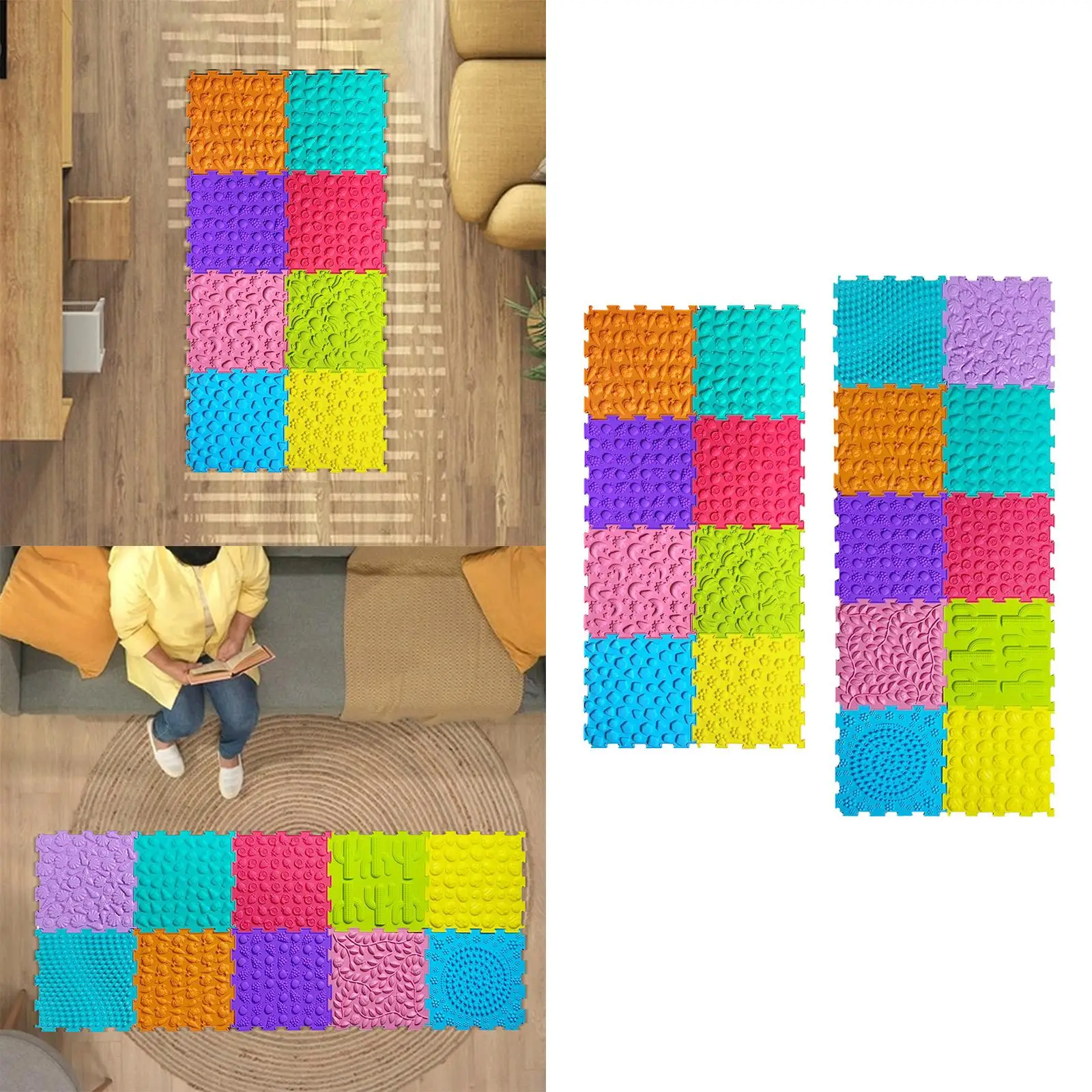 Tappetino puzzle sensoriale per massaggio Tappetino da gioco Percezione colore multifunzionale