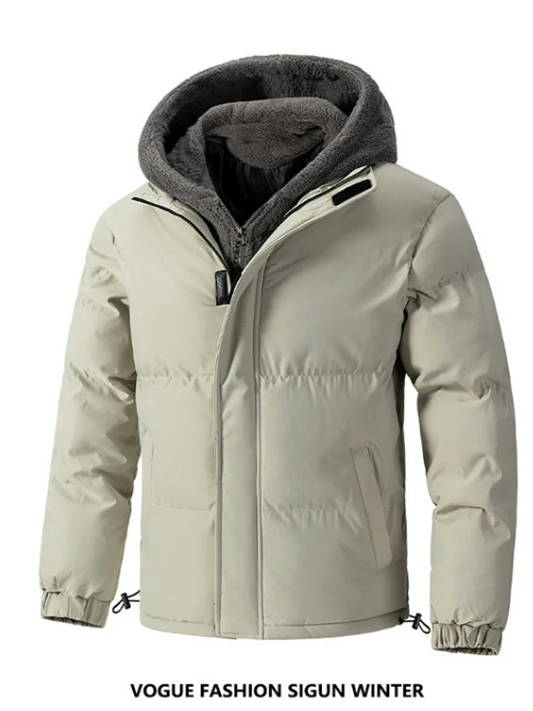 

Зимнее теплое пальто с капюшоном, искусственная парка из двух предметов, большие размеры 4XL-8XL, мужская верхняя одежда с капюшоном на флисовой подкладке, парки