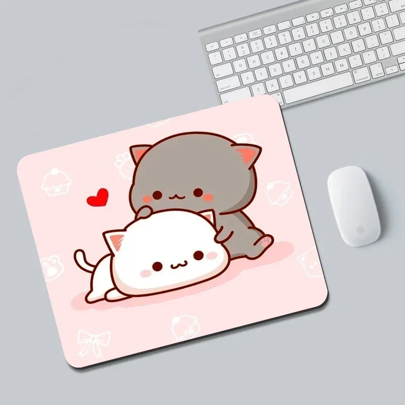 1pc Anime Small Mouse Pad Peach Mochi Cat Cartoon Gamer Gaming Keyboard Mat Kawaii Cushion Non-Slip Laptops Desk Protector Rug