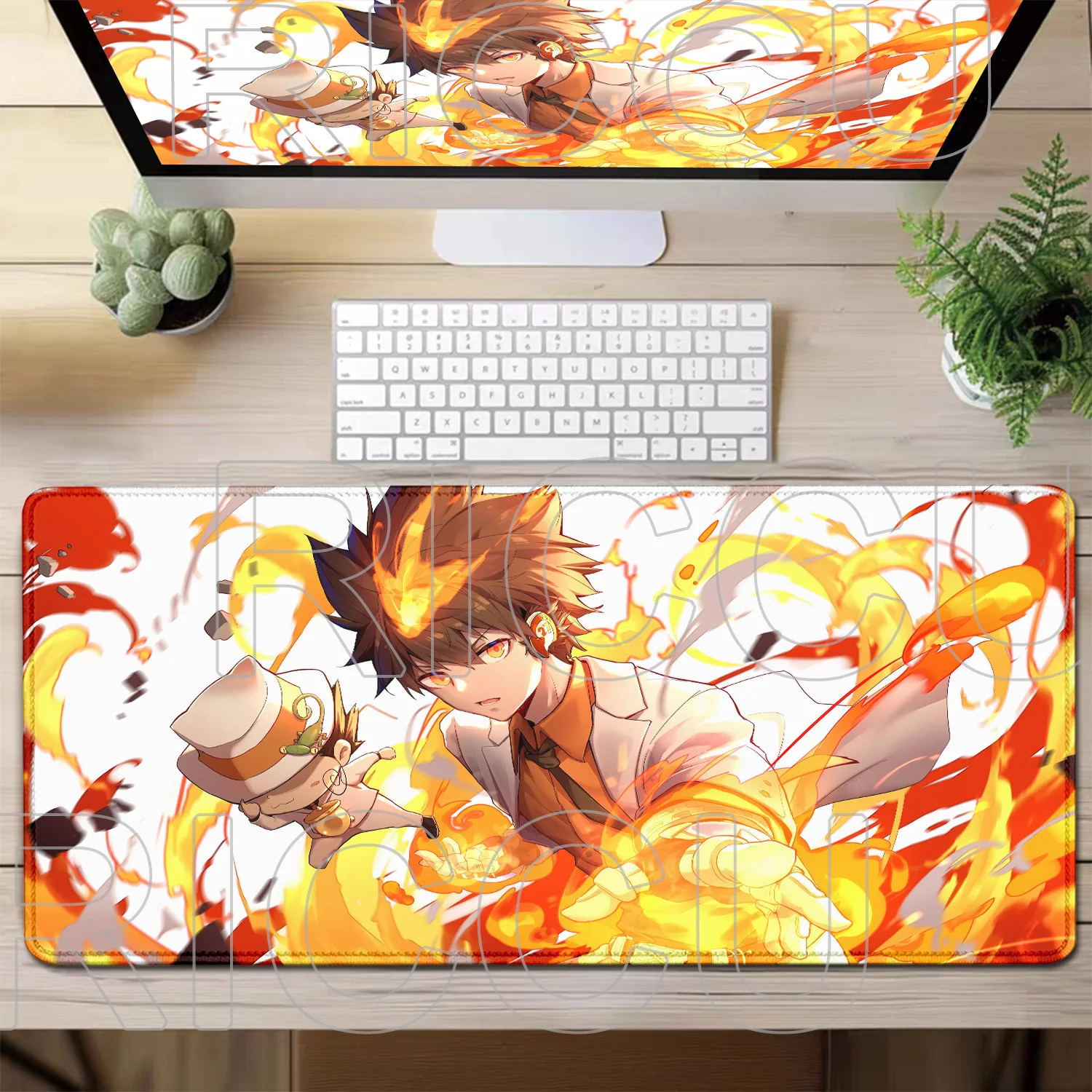 XXL Katekyo Hitman Reborn Computer-Mauspad mit schneller Reaktionszeit, Gamer-Gummi-Schreibtischunterlage, Gamer-PC-Zubehör, rutschfeste Tischunterlage für Gaming – Detail 20