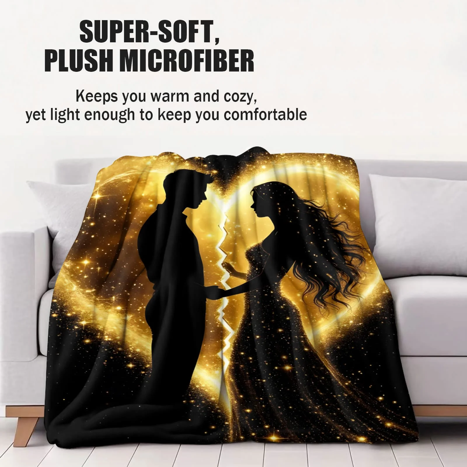 بطانية ناعمة "I Love You" لامعة - عنصر رومانسي تحت عنوان رمي الصوف للأريكة ديكور المنزل للأزواج والكبار والأطفال هدية دافئة