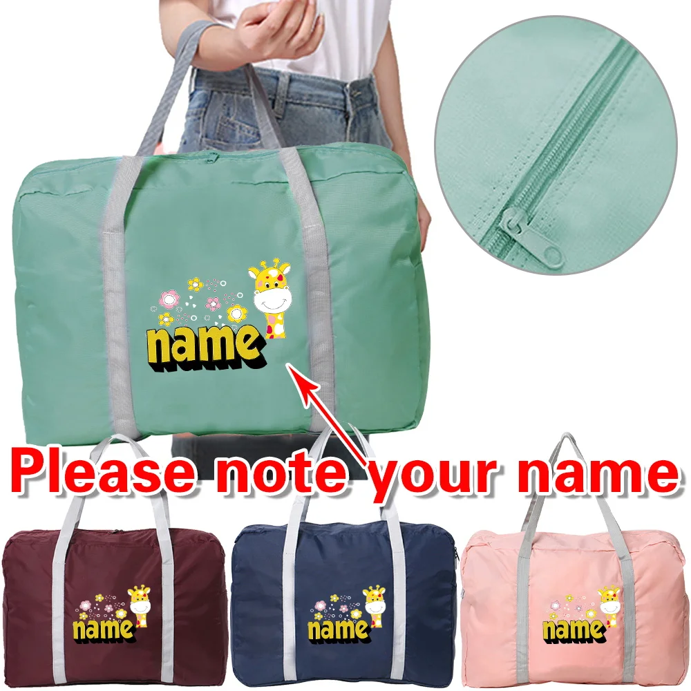 Personalized Customized Name Handheld Travel Bag Unisex Foldable Travel Duffel Bags Portable Reusable Clothing Storage Pack
