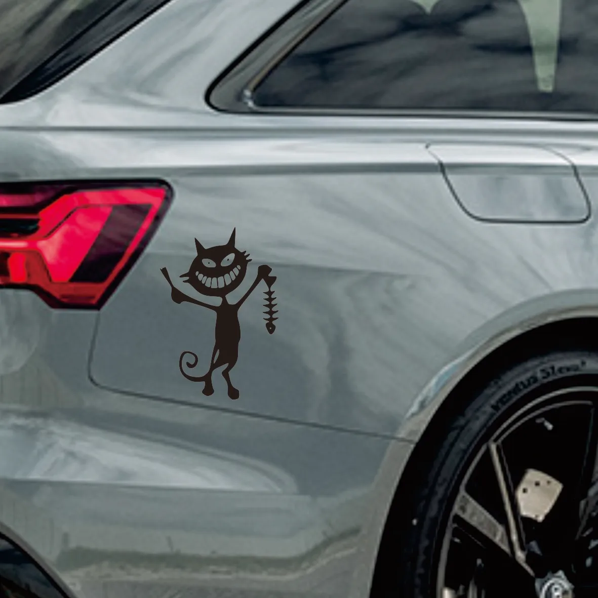 14*20cm fish skeleton and cat funny car sticker vinyl decal for auto car stickers styling on bumper window choose size