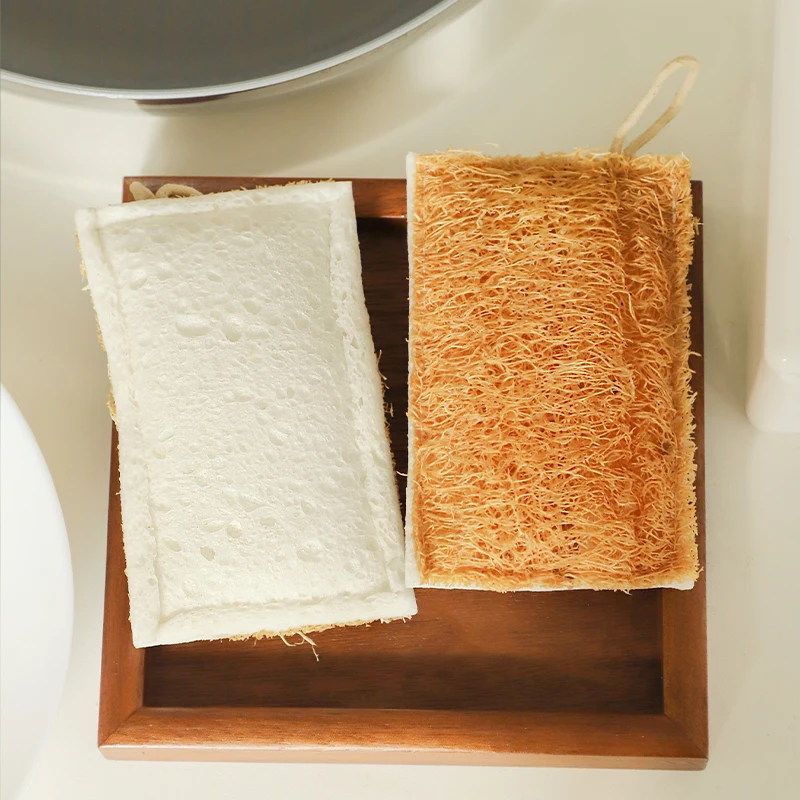 Natural loofah dish washing sponge Wood Pulp Cotton useful things for kitchen Double-sided dish cloths Multifunctional cleaning