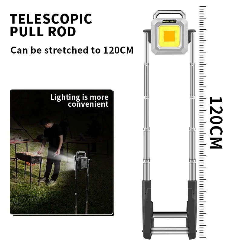 COB strong work light Flood Light Outdoor Portable LED Reflector Spotlight USB C Rechargeable Floodlight Construction Lamp